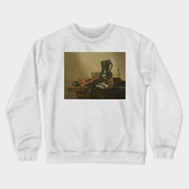 Tobacco Still Life by Willem Claeszoon Heda Crewneck Sweatshirt by Classic Art Stall